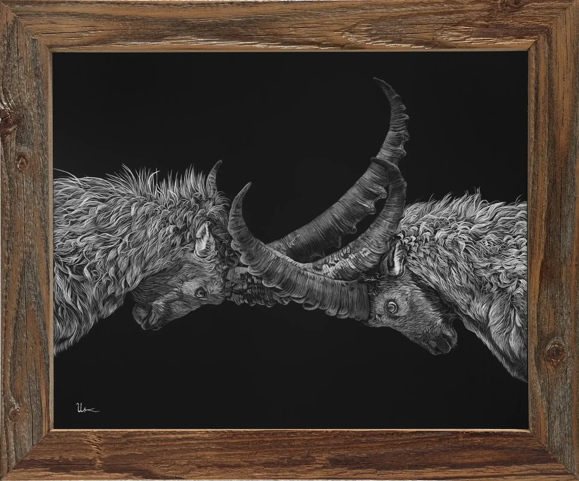 FineArt Print "Erwin & Rino" inkl. Altholzrahmen